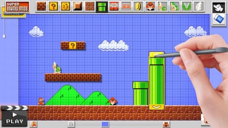Anyone can create a level in Super Mario Maker, using the Wii U’s touchscreen and stylus to place obstacles and enemies.