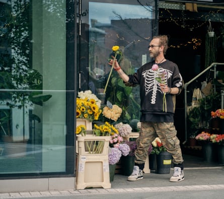 Iain Butterworth, a florist in Deansgate Square, Manchester