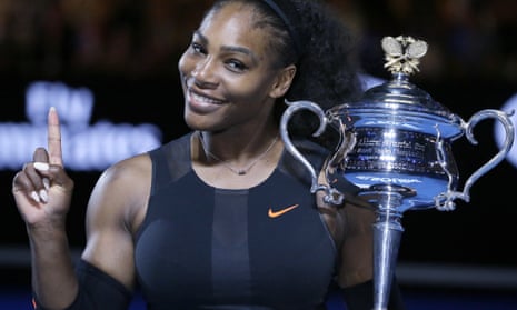 Serena Williams celebrates her victory at the 2017 Australian Open