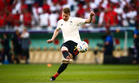 Kevin De Bruyne of Belgium warms up before the match.