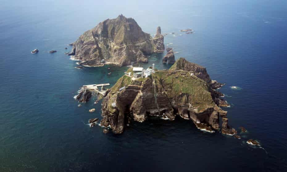 A view of remote islands called Dokdo in Korean and Takeshima in Japanese