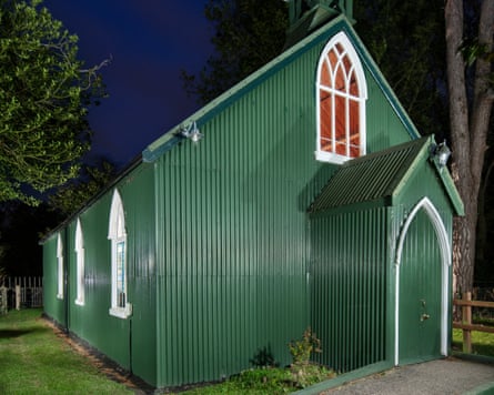 A church painted green