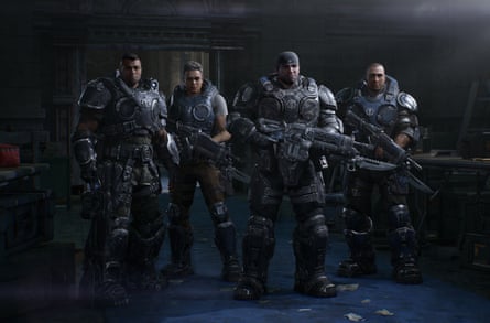 Emotionally stunted … Gears of War E-Day’s full squad.