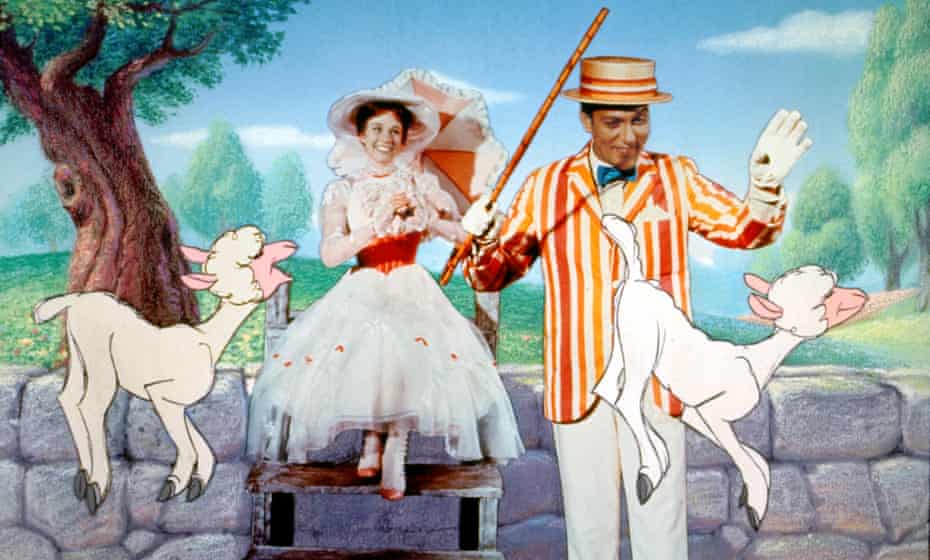 Julie Andrews as Mary Poppins and Dick Van Dyke as Bert.