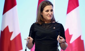 Canadian foreign minister Chrystia Freeland: ‘We will not escalate and we will not back down.’