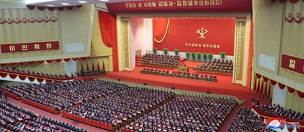 Kim Jong-un speaks on the first day of the Eighth Congress of the Workers’ party in Pyongyang.