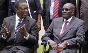 Emmerson Mnangagwa and Robert Mugabe.