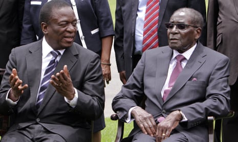 Emmerson Mnangagwa and Robert Mugabe.