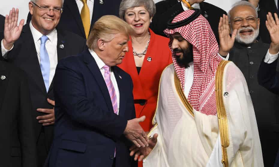 Donald Trump and Crown Prince Mohammed bin Salman at the G20 summit in Japan, July 2019: ‘Saudi Arabia wants Iran beaten up but not broken and it relies on others to do the job because it is not up the task.’