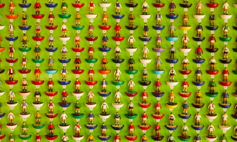 Collectible football figurines at the Subbuteo Collectors’ Fair