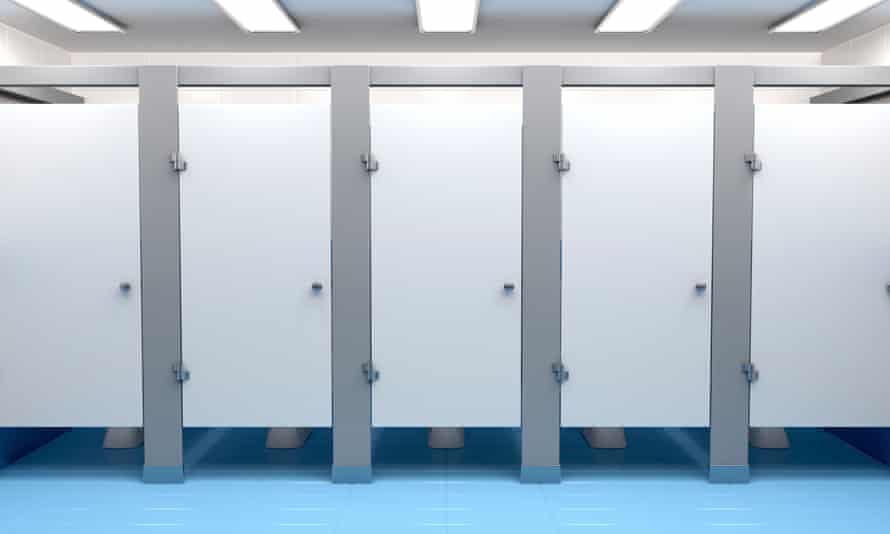 Public toilet cubicles, front view