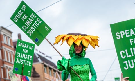 A demonstrator at a climate march in Amsterdam in 2021