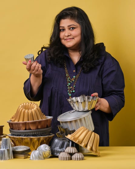 Baker Tarunima Sinha- for Observer Food Monthly. She is a self taught baker who makes delicious cakes often elaborately decorated with flowers. Date: 1 Oct 2021 Photograph by Amit Lennon