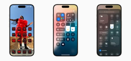 Three home screens side by side