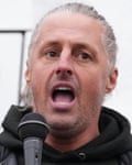 Ryan Bridge from Raise the Colours speaks during a protest in Crowborough, East Sussex in January.