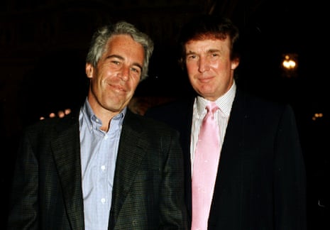 Donald Trump and Jeffrey Epstein at Mar-a-Lago in Palm Beach, Florida, in 1997.