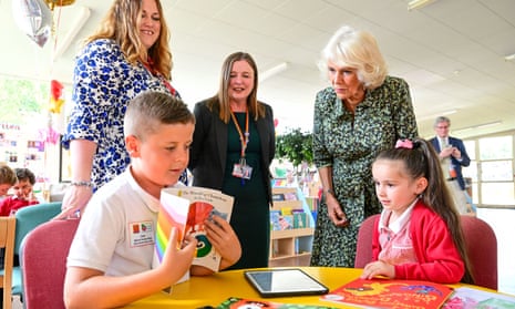 The Duchess of Cornwall talks to pupils during her visit to Millbrook primary. 
