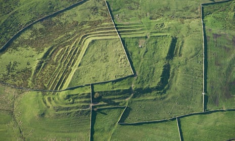 Whitley Castle Roman fort as viewed from the air,