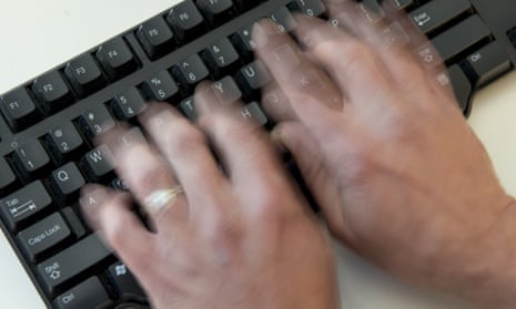 male hands on keyboard