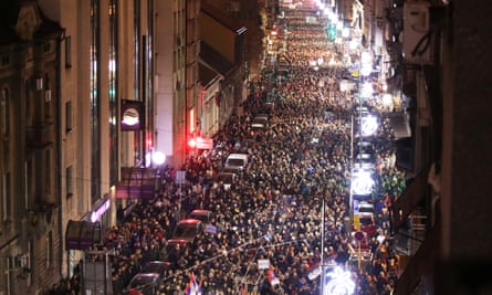 About 25,000 are estimated to have rallied in Belgrade.