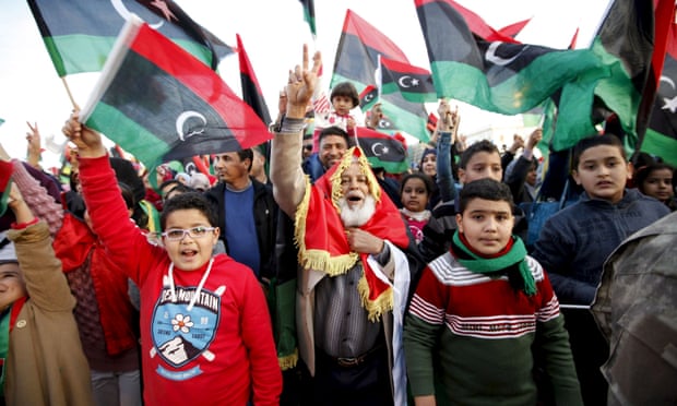 Libyans mark anniversary of the revolution against Gaddafi in Tripoli