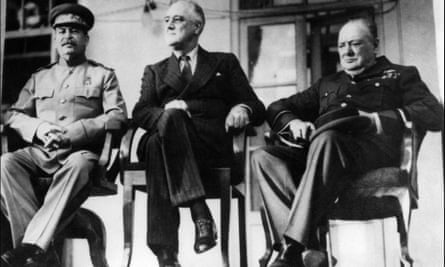 (From left) Joseph Stalin, Franklin D Roosevelt and Winston Churchill during the Tehran conference in 1943