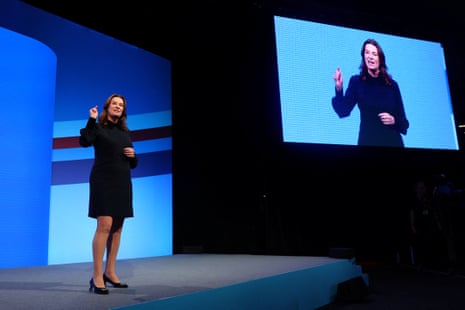 Gillian Keegan speaking at the Tory conference.