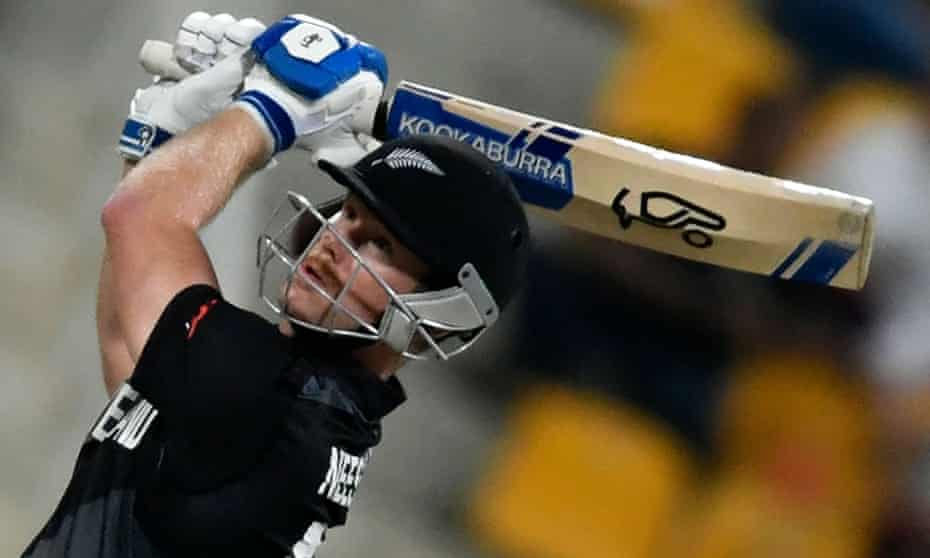 New Zealand's Jimmy Neesham hits a boundary during the T20 World Cup semi-final win over England.