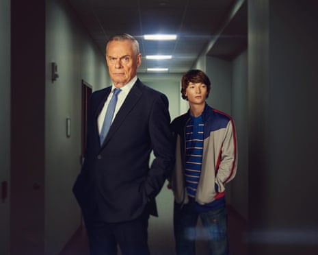 Martin Clunes as Huw Edwards and Osian Morgan as ‘Ryan’ in Power: The Downfall of Huw Edwards
