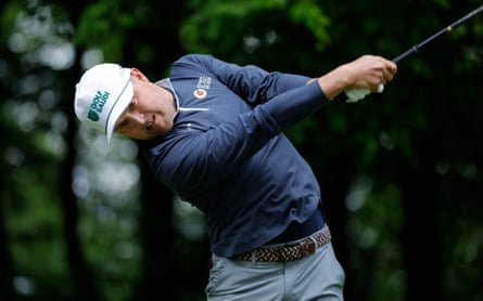 Kipp Popert, the world ranked No 1 disabled golfer, who has a form of cerebral palsy, tees off the fifth hole