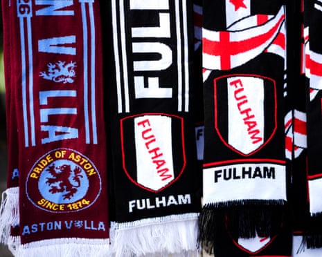 Fulham and Aston Villa scarves for sale outside Craven Cottage