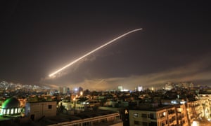 Damascus sky lights up with surface-to-air missile fire