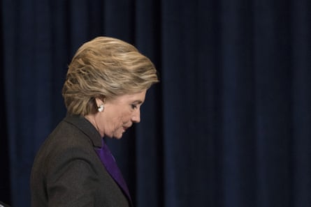 Democratic presidential candidate Hillary Clinton walks off the stage after speaking in New York.