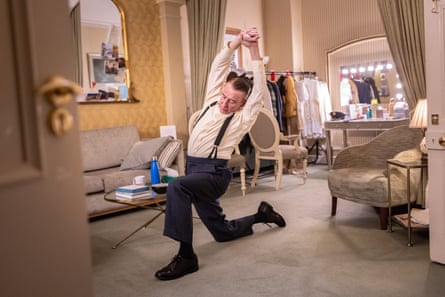 Steve Coogan stretching.