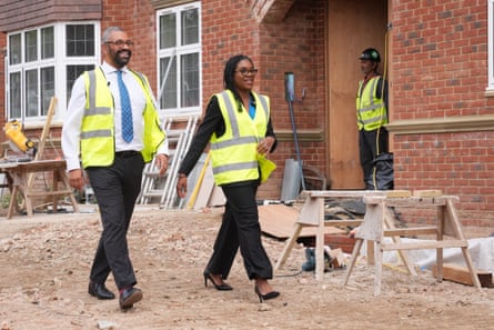 Kemi Badenoch and James Cleverly visit a housing development in Northwood, Middlesex
