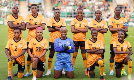 The Zambian national women’s team pose for a photograph before their international friendly with the Republic of Ireland at the Tallaght Stadium in Dublin in June  2023