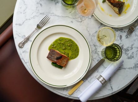 A table laid with a plate of salmon at Teffont House restaurant.