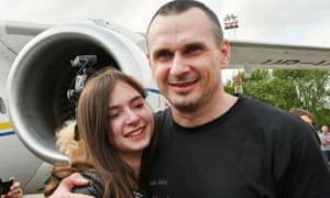 Oleg Sentsov hugs daughter