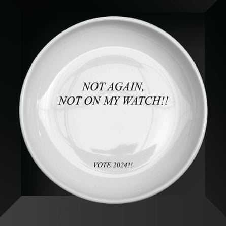 a white plate with text that reads not again not on my watch