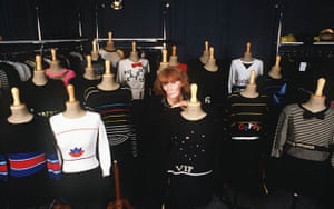 Sonia Rykiel with her knitwear collection in 1988.