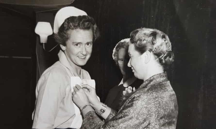 Grace Gooder receiving a nursing medal later in her career.