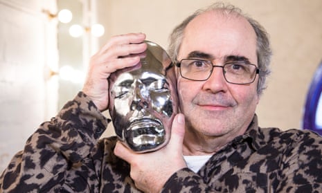 Danny Baker with a chromium mask of David Bowie’s face featured on The People’s History of Pop.