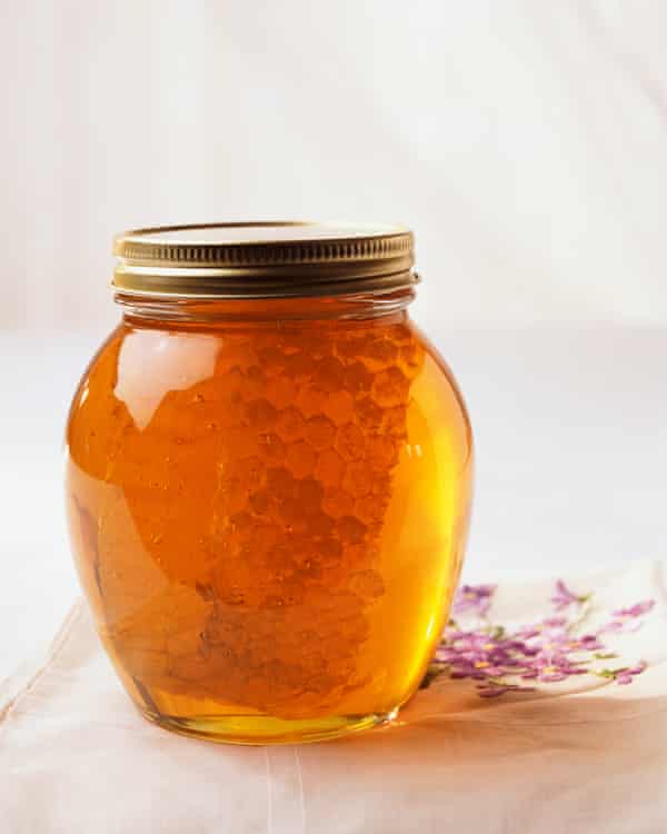 Jar of Honey and honeycomb