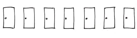 A cat sits behind one of these doors. What’s the best strategy to find it?