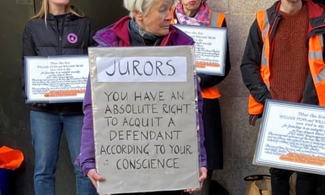 Trudi Warner and supporters holding up signs outside the Old Bailey in central London on 4 April 2023.