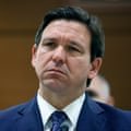 Florida's governor, Ron DeSantis, at a news conference at the Broward county courthouse, on 18 August 2022, in Fort Lauderdale, Florida.