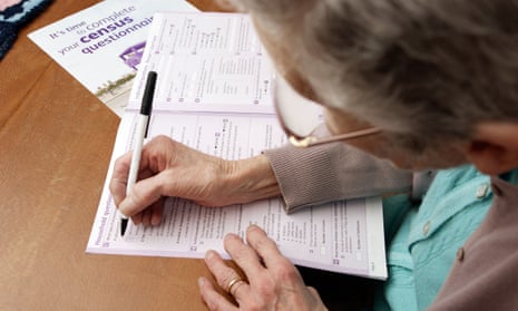 woman filling out census form