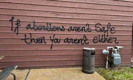 The spray-painted message near Wisconsin Family Action’s offices in Madison, Wisconsin.