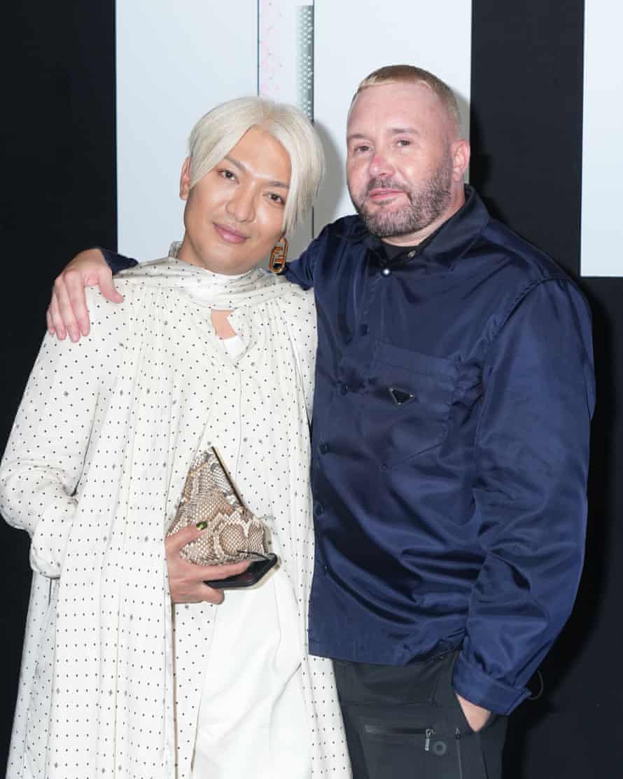 Fendi designer Kim Jones with fashion blogger Bryanboy during Milan fashion week.