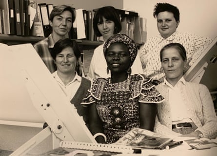 Members of Matrix in the 1990s … Mo Hildenbrand, Sheelagh McManus, Raechel Ferguson (back row); Janie Grote, Annie-Louise Phiri, Julia Dwyer (front).